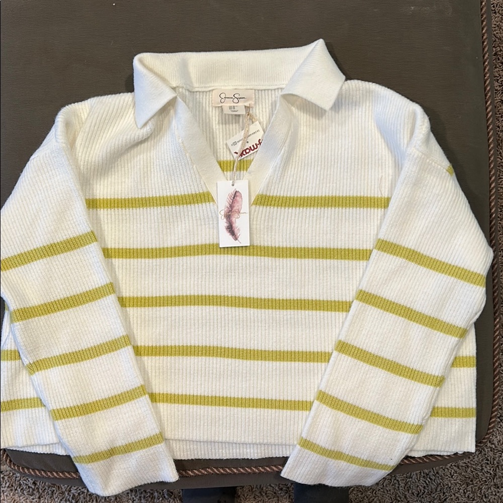 Striped White and Yellow Sweater